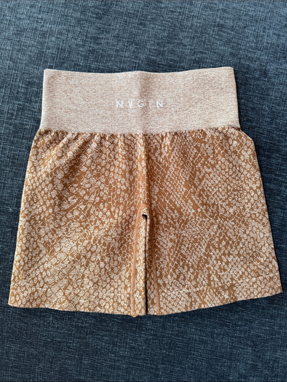 NVGTN Camel Snake-Print High Waist Biker Shorts Size Small